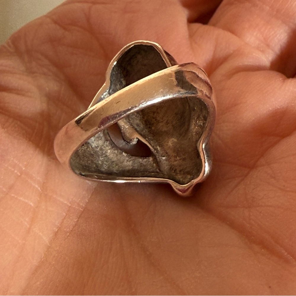 Antique Art deco 1920’s Sterling silver art Nouveau Flapper Face Ring - Picture 7 of 17